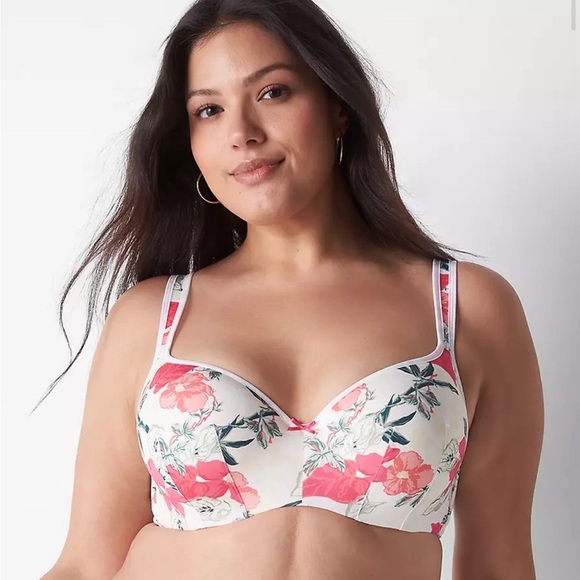 Cacique Smooth Balconette Bra 44D Aussie Floral White - Picture 1 of 10